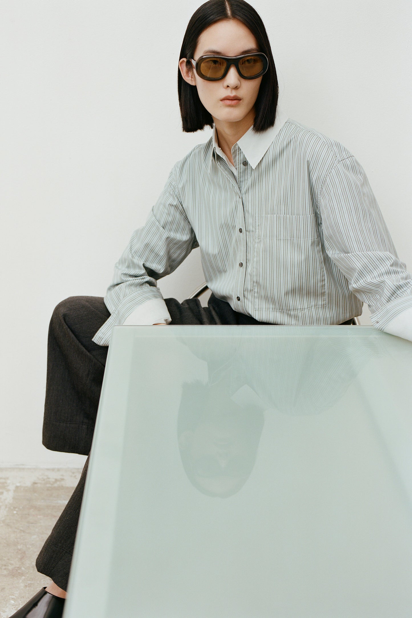 Chemise Formentera - Bleu Ciel/Noir - Coton - Femme